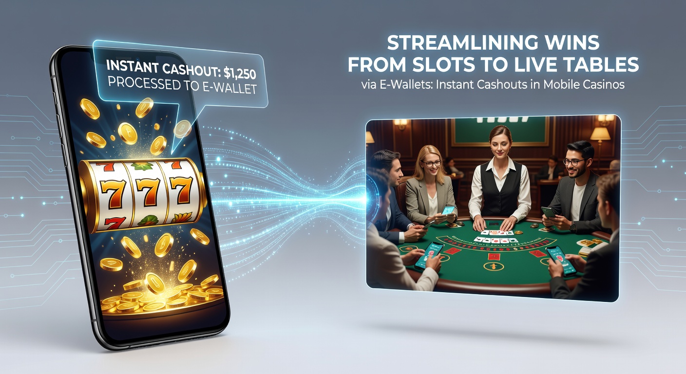 Mobile phone screen showing a casino app with e-wallet cashout options active during a slots win