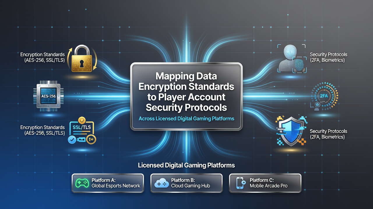Illustration of data encryption layers protecting player accounts on licensed digital gaming platforms