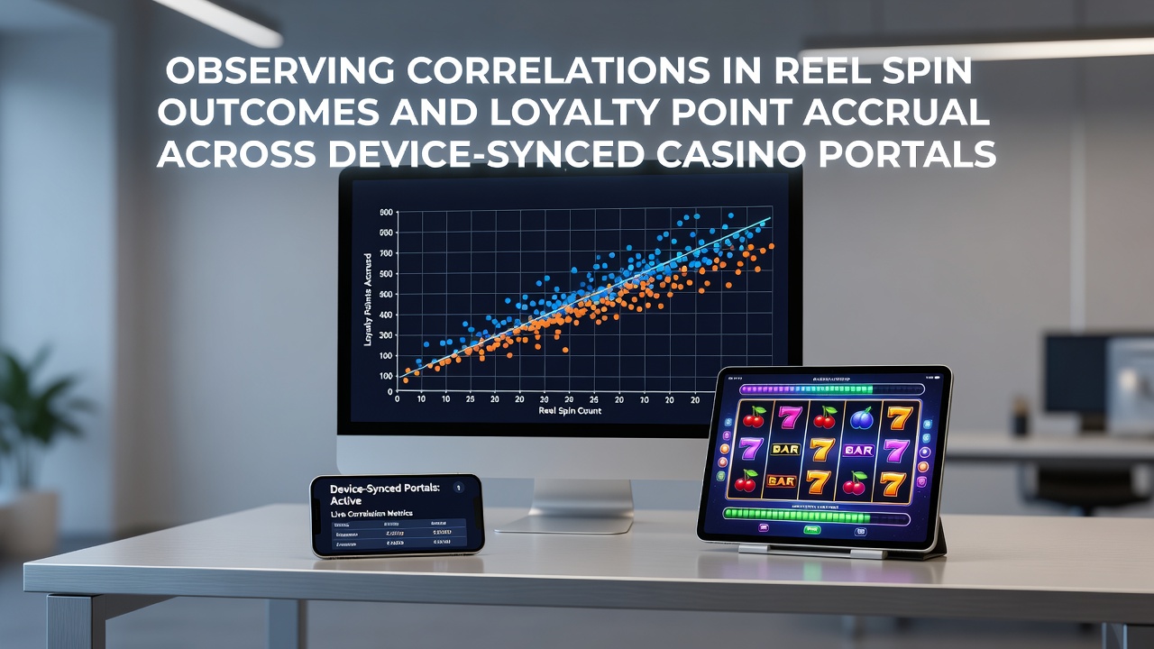 Diagram showing reel spin patterns linked to loyalty point tracking across synced mobile and desktop casino interfaces