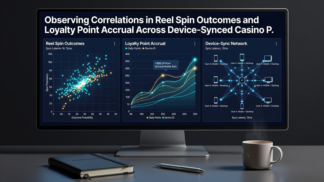 Analytics dashboard displaying correlated reel outcomes and loyalty points across multiple device types